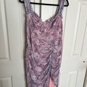 SHEIN Floral Ruched Dress - Purple and Pink